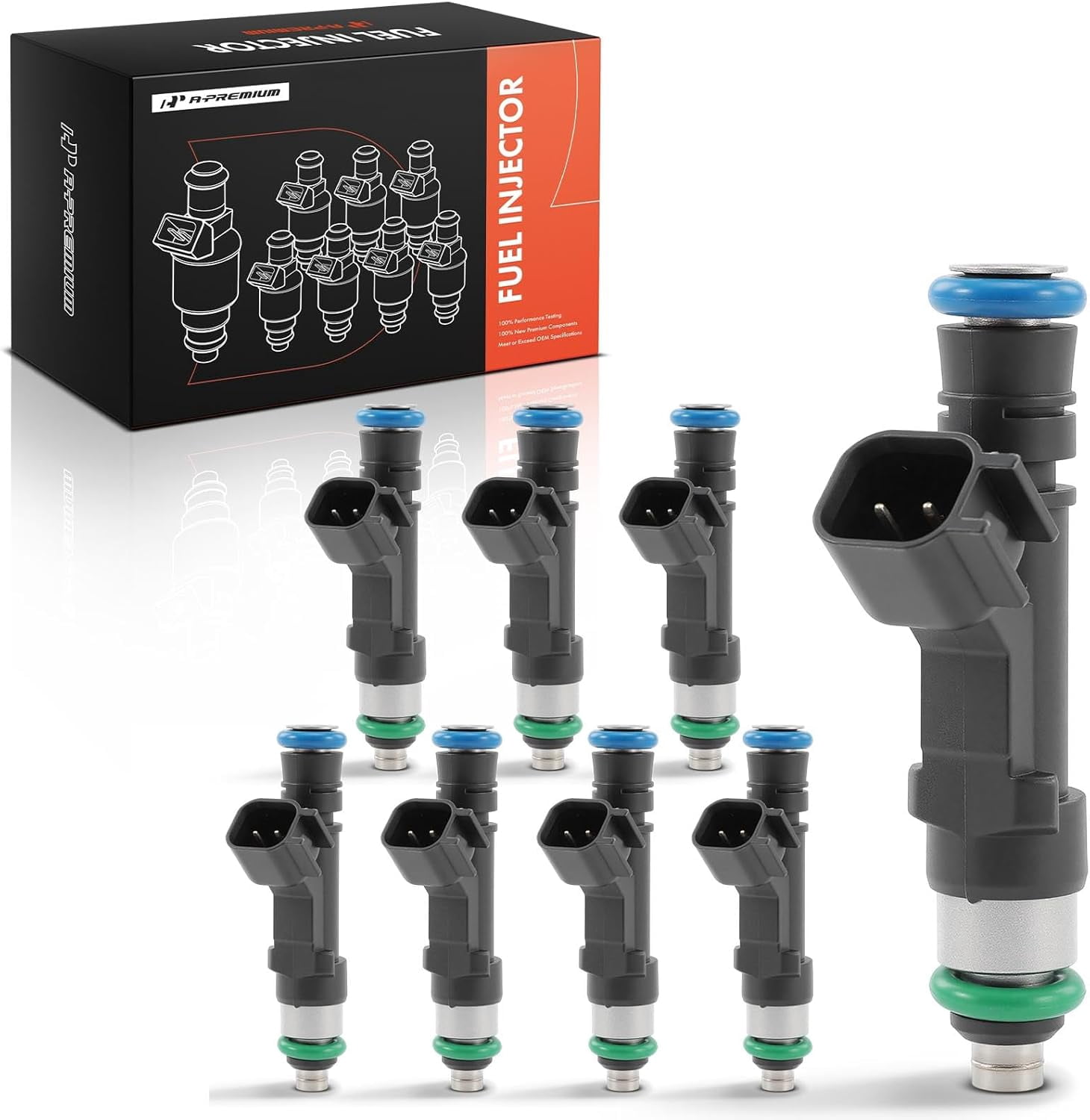 A-Premium Fuel Injectors Compatible with Ford F-150 Mustang, 2011-2015, V8 5.0L, Set of 8, Replace# BR3Z9F593A