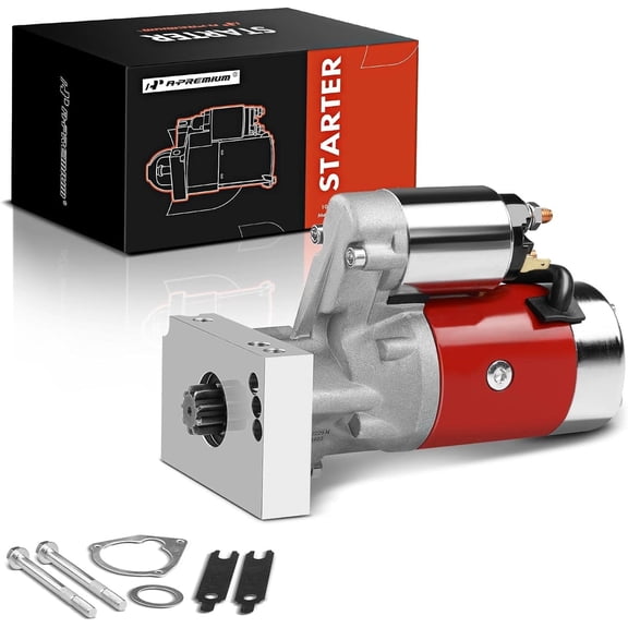 A-Premium Heavy-Duty High Torque Mini Racing Starter (Red) Compatible with Chevy Small & Big Block 262-454 CID V6 V8 Engine, SBC BBC with 153/168 Tooth Flywheel, Replace# 18493 410-44033