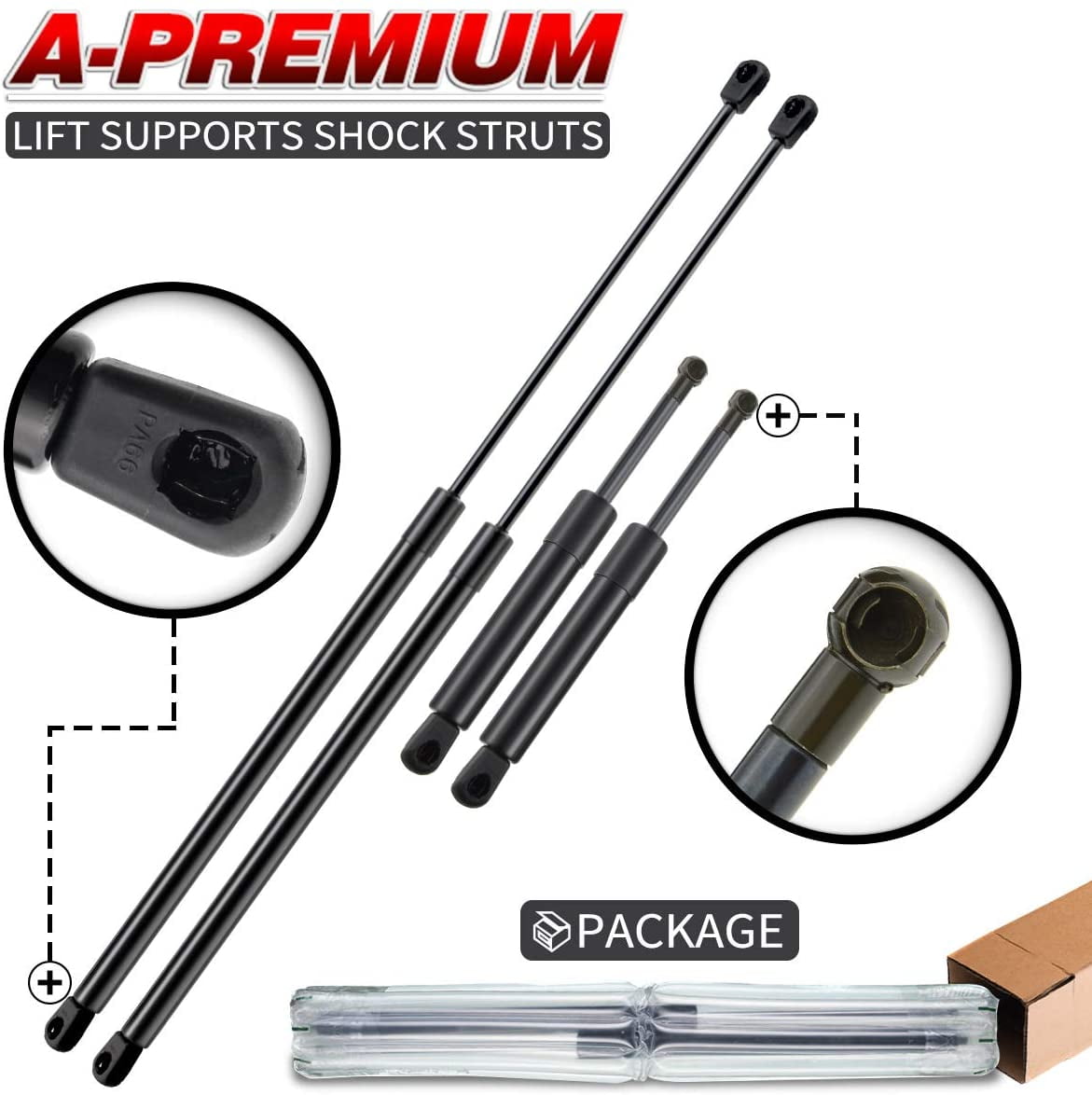 A-Premium Hood and Tailgate Rear Trunk Lift Supports Shock Struts ...