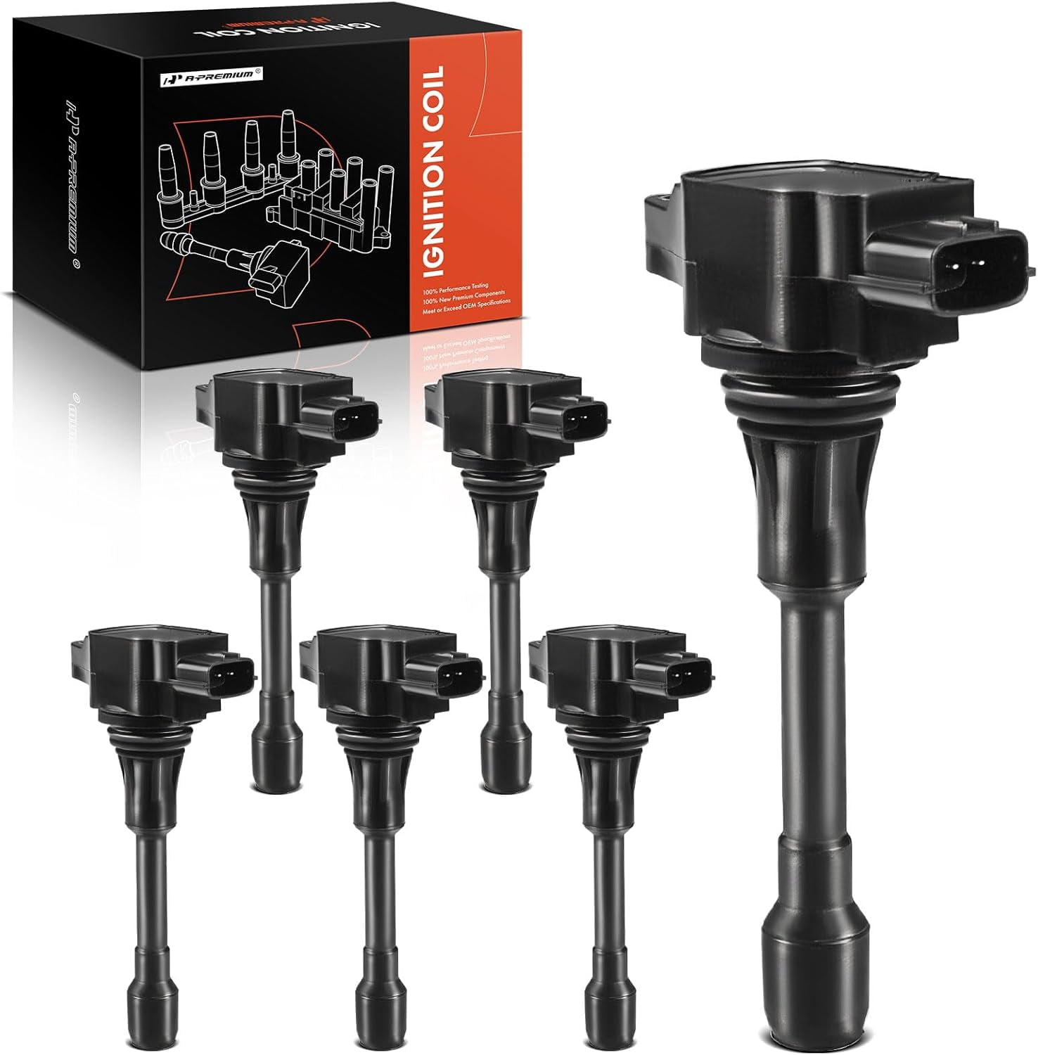 A-Premium Ignition Coil Pack Compatible with Infiniti EX35 FX35 G25 Q50 Q70 Nissan 350Z Altima Maxima Murano Pathfinder Quest V6 2.5L 3.5L Front 6-PC Fits select: 2014-2018 INFINITI QX60