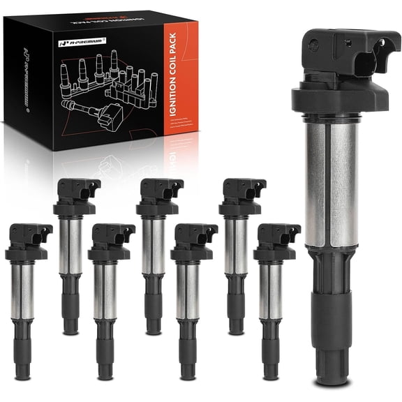 A-Premium Ignition Coil Pack Compatible with BMW 545i 550i 645Ci 650Ci 650i 745i 745Li 750i 750Li X5 E60 E63 E64 E65 E66 E70 E53 8-PC Set