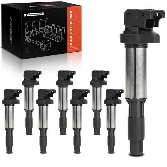 A-Premium Ignition Coil Pack Compatible with BMW 545i 550i 645Ci 650Ci 650i 745i 745Li 750i 750Li X5 E60 E63 E64 E65 E66 E70 E53 8-PC Set