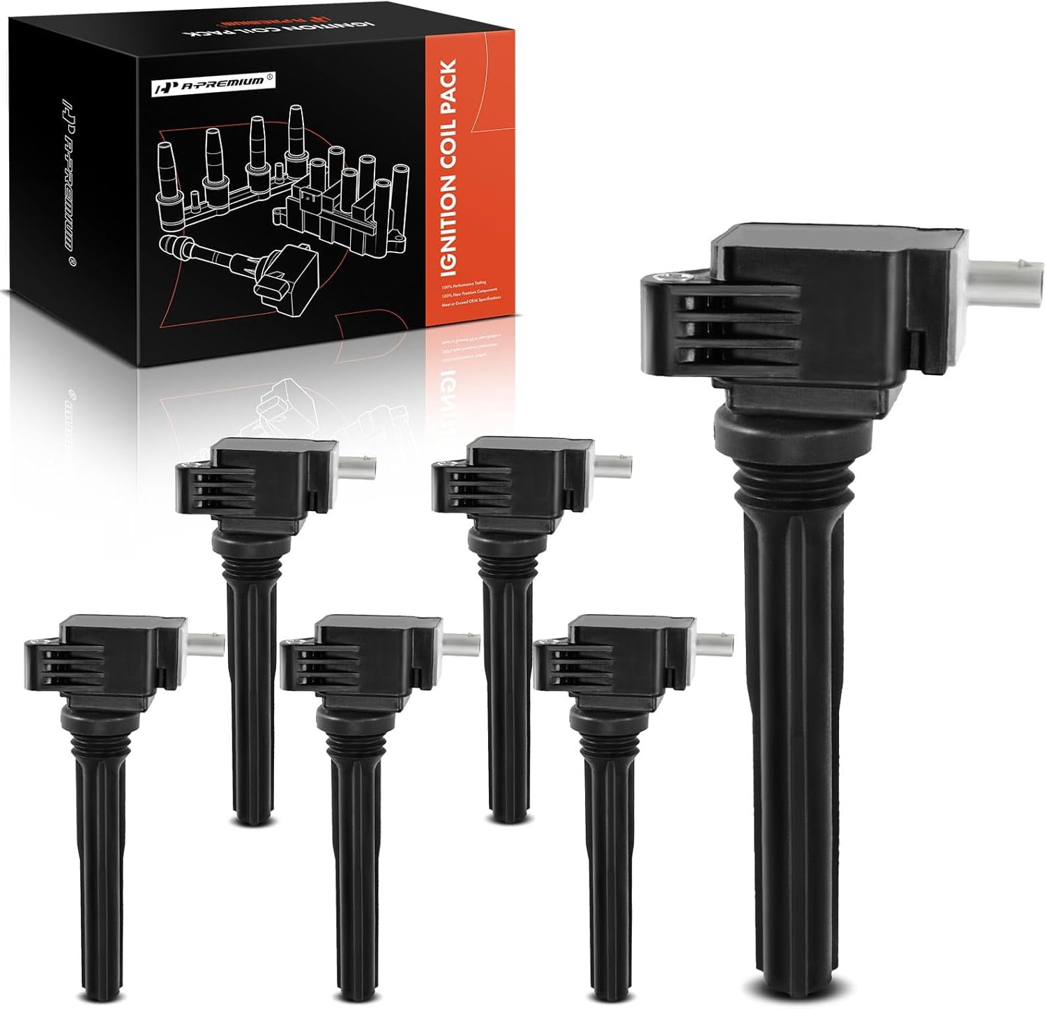 A-Premium Ignition Coil Pack Compatible with Ford Expedition 2018-2019 F-150 GT 2017-2019 Lincoln Navigator 2018-2019 V6 3.5L 6-PC