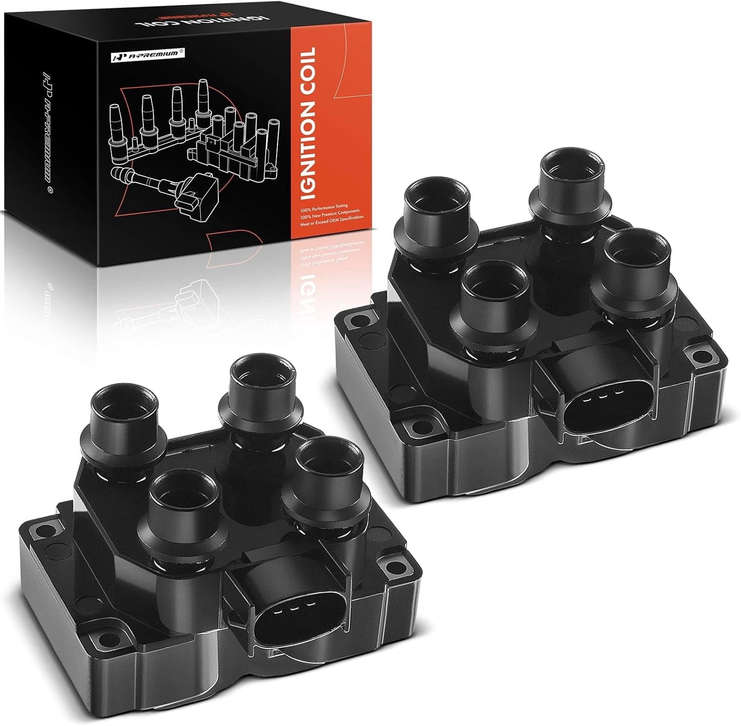 A-Premium Ignition Coil Pack Compatible with Ford F-150 F-250 1997-1999 Mustang Explorer Town Car Cougar Grand Marquis 1994-1997 4.6L 5.0L 2-PC Set