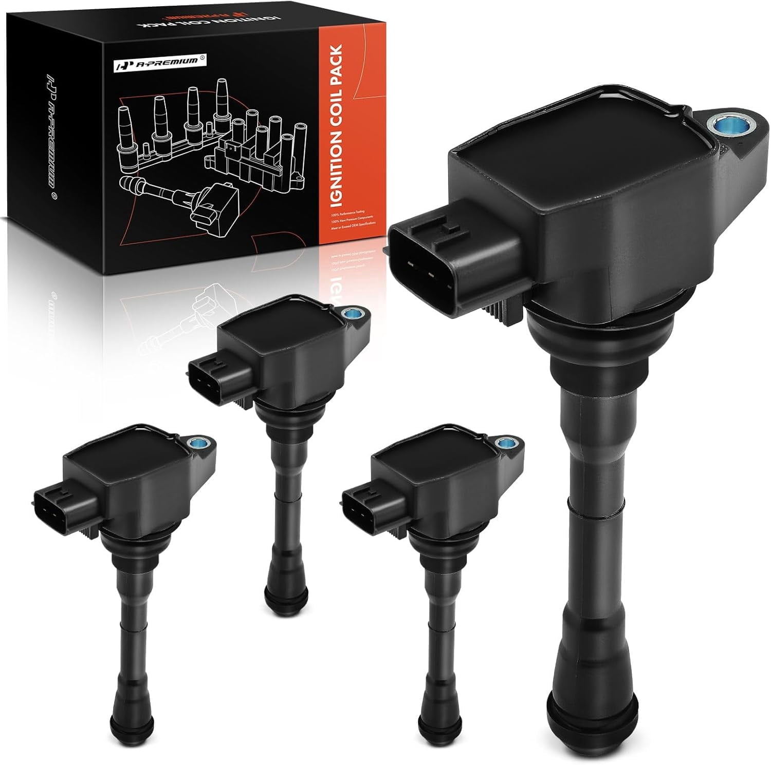 A-Premium Ignition Coil Pack Compatible with Nissan Juke 2011-2017 Sentra Rogue 2019 Rogue Sport 2017-2019 L4 1.6L 2.0L 4-PC