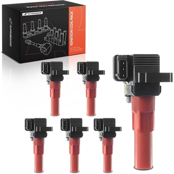 A-Premium Engine Ignition Coil Pack Set of 6 Compatible with Subaru Outback 2001-2009, Legacy 2008-2009, Tribeca 2008-2009, B9 Tribeca 2006-2007 - for H6 3.0L Engine