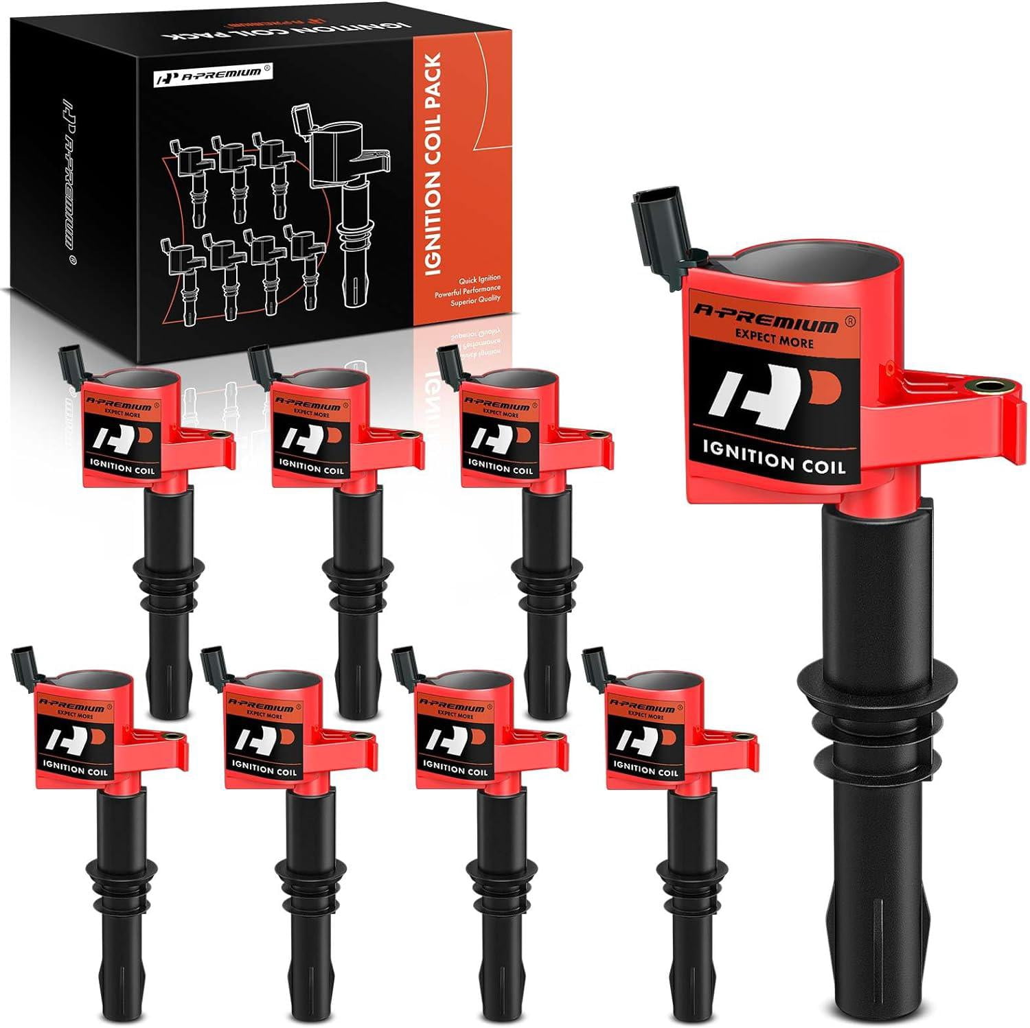 A-Premium Ignition Coil Pack (Red) FD508 Compatible with Ford F-150 F ...