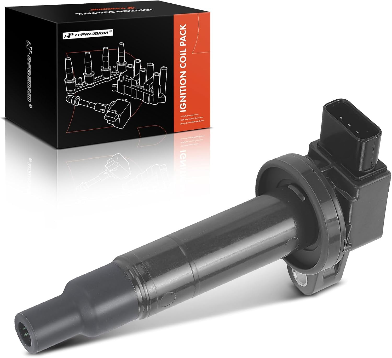A-Premium Ignition Coil Compatible with Toyota & Scion Vehicles - Echo 2000-2005, Prius 2001-2009, Prius C 2012-2019, Yaris 2004-2018, xA xB 2004-2006, 1.3L 1.5L DOHC, Replace# 90919-02240