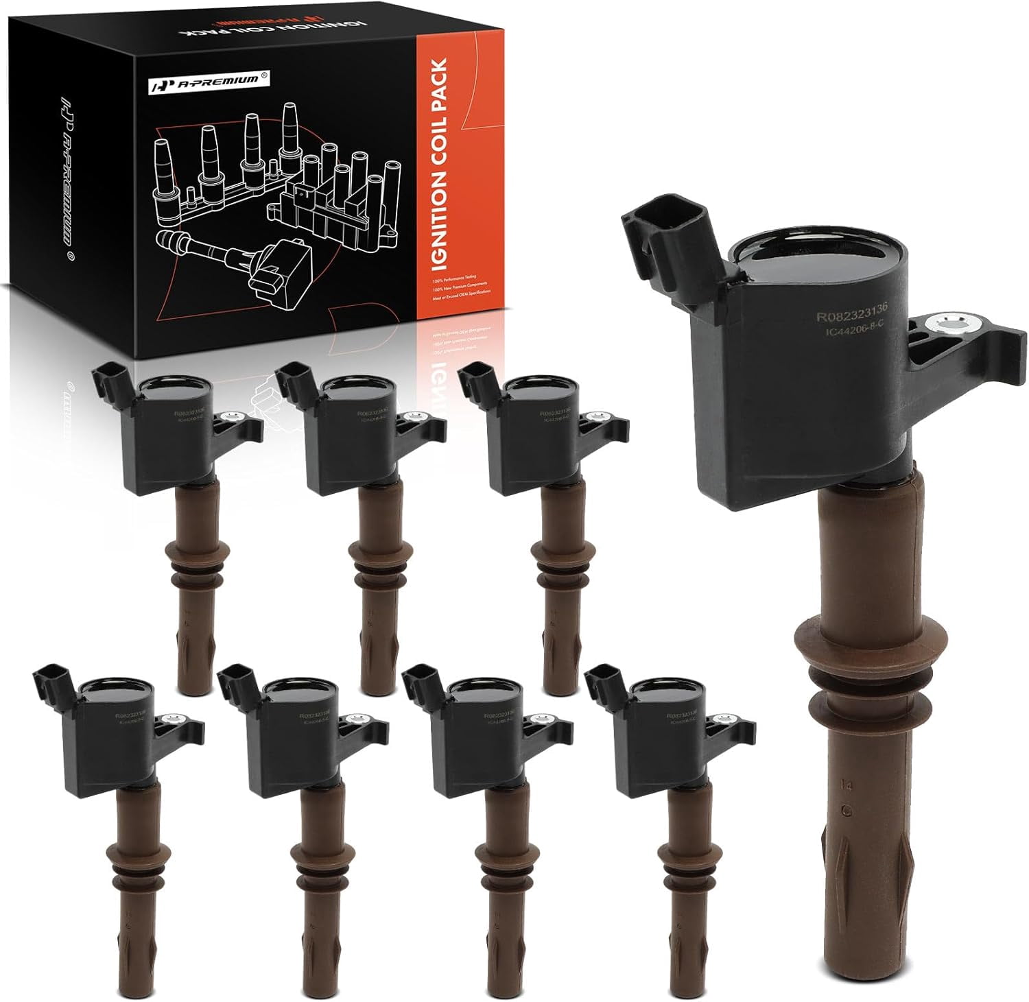 A-Premium Ignition Coil Pack Replacement for Ford Expedition 2008-2014 Explorer Mustang F-150 F53 Lincoln Navigator Mercury Mountaineer 8-PC Set