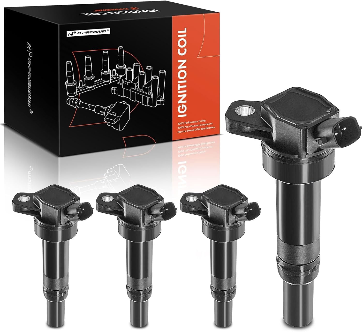 Juego de bobinas de encendido A-Premium de 4 piezas compatible con Hyundai Elantra 2011-2016, Tucson 2014-2020, Kia Forte 2014-2016, Soul 2012-2019, motor 1.8L 2.0L