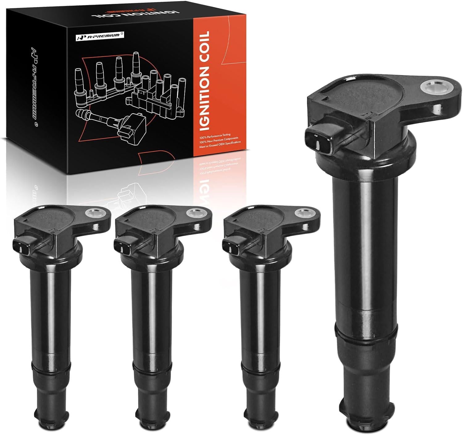 A-Premium Ignition Coils Pack Compatible with Hyundai Accent Kia Rio Rio5 2006 2007 2008 2009 2010 2011 1.6L Compatible UF-499 27301-26640 C1543 (4-PC Set)