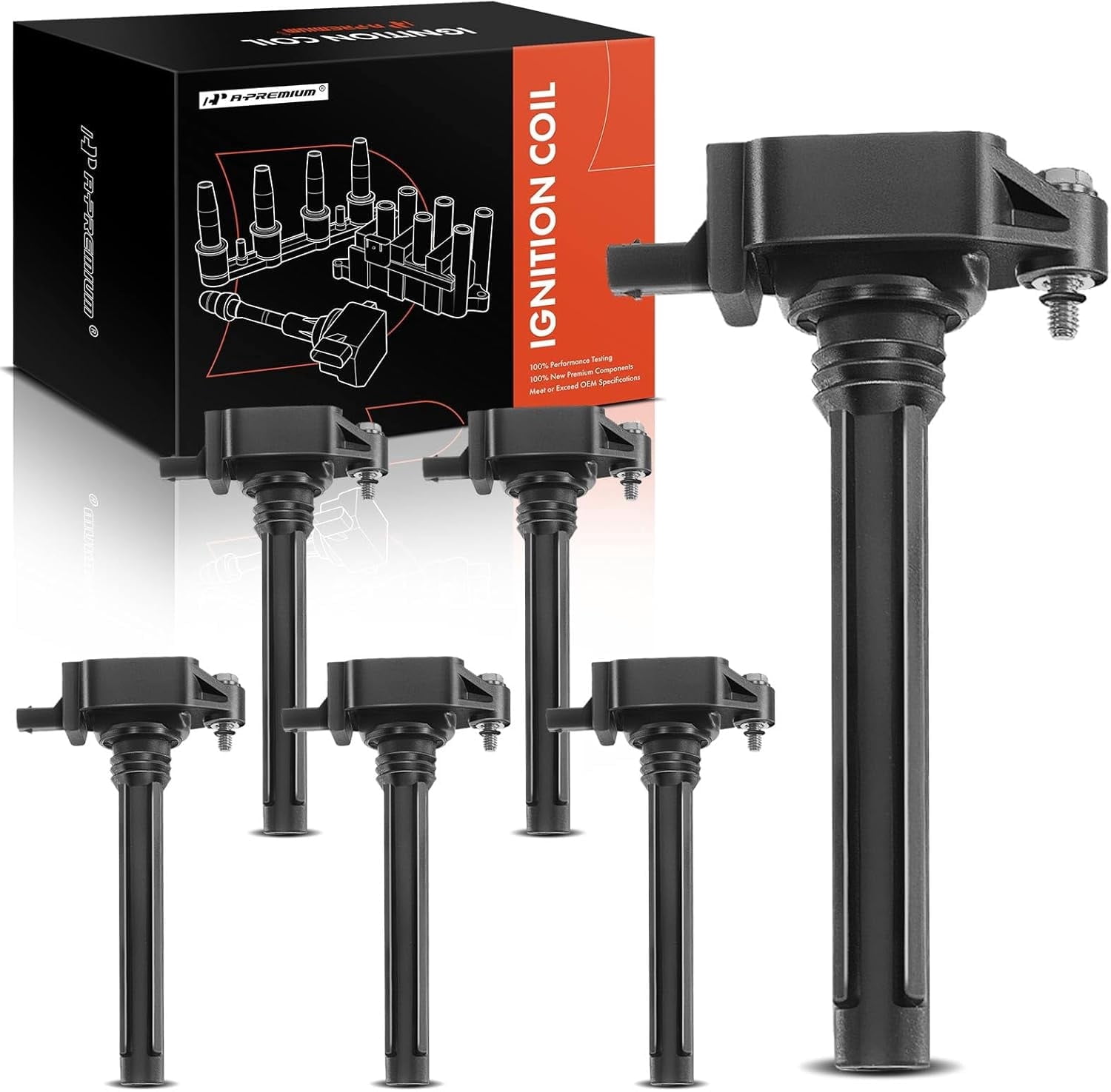 A-Premium Ignition Coils Pack Compatible with for Jeep Grand Cherokee Wrangler Dodge Charger Journey Durango Ram 1500 200 300 2011-2016 6-PC Set