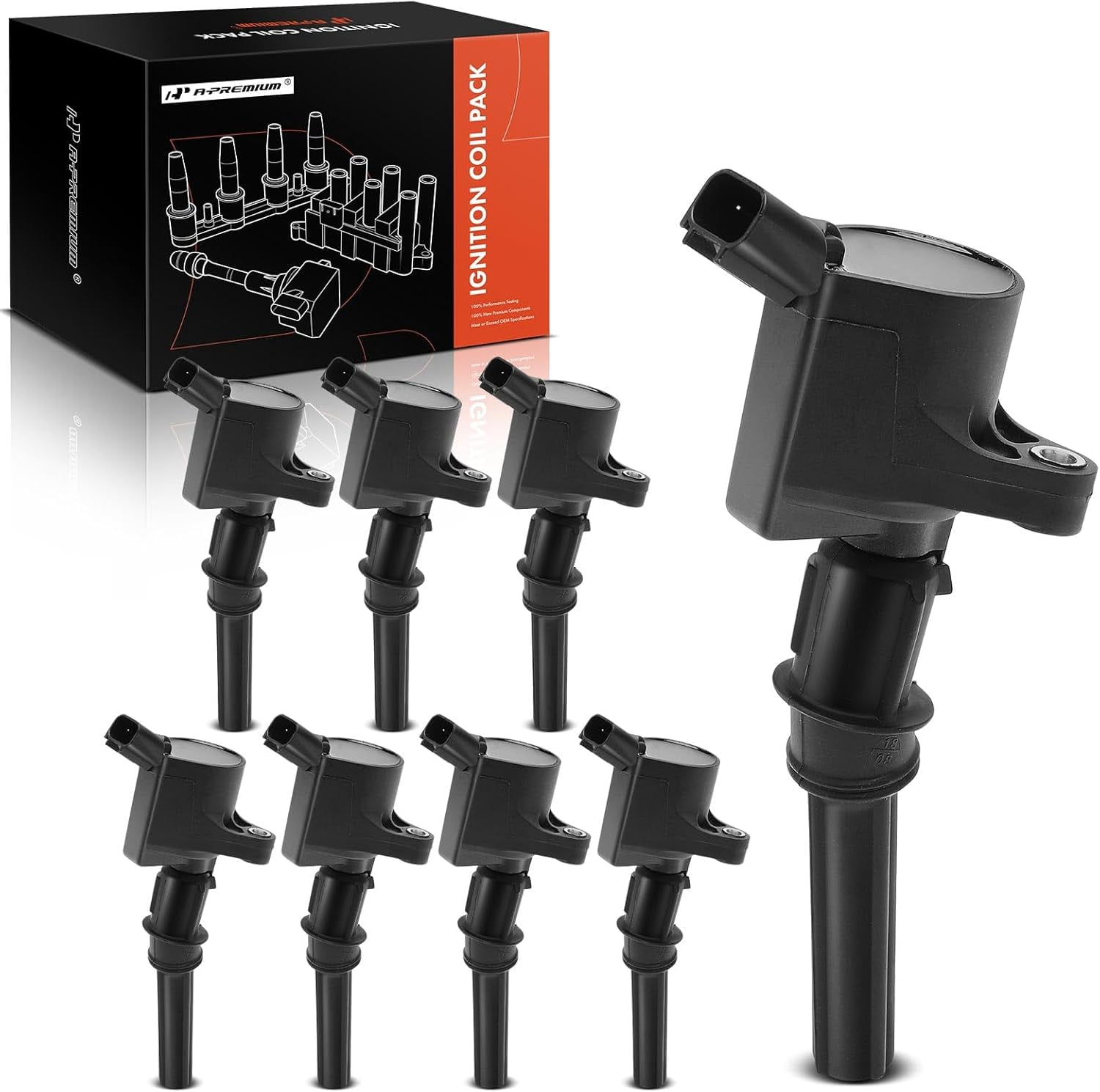 A-Premium Ignition Coils Pack DG-508 Replacement for Ford F-150 F-250 F-350 Crown Victoria E-150 E-250 E-350 Econoline Lincoln Navigator Town Car Mercury Grand Marquis Mountaineer 8-PC Set