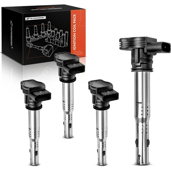 A-Premium Ignition Coils Pack Replacement for Audi A3 A4 A5 A6 Quattro Allroad Q5 Volkswagen Beetle Golf Passat 2.0L 2.5L Turbo Only 4-PC Set Fits select: 2009-2014 VOLKSWAGEN JETTA
