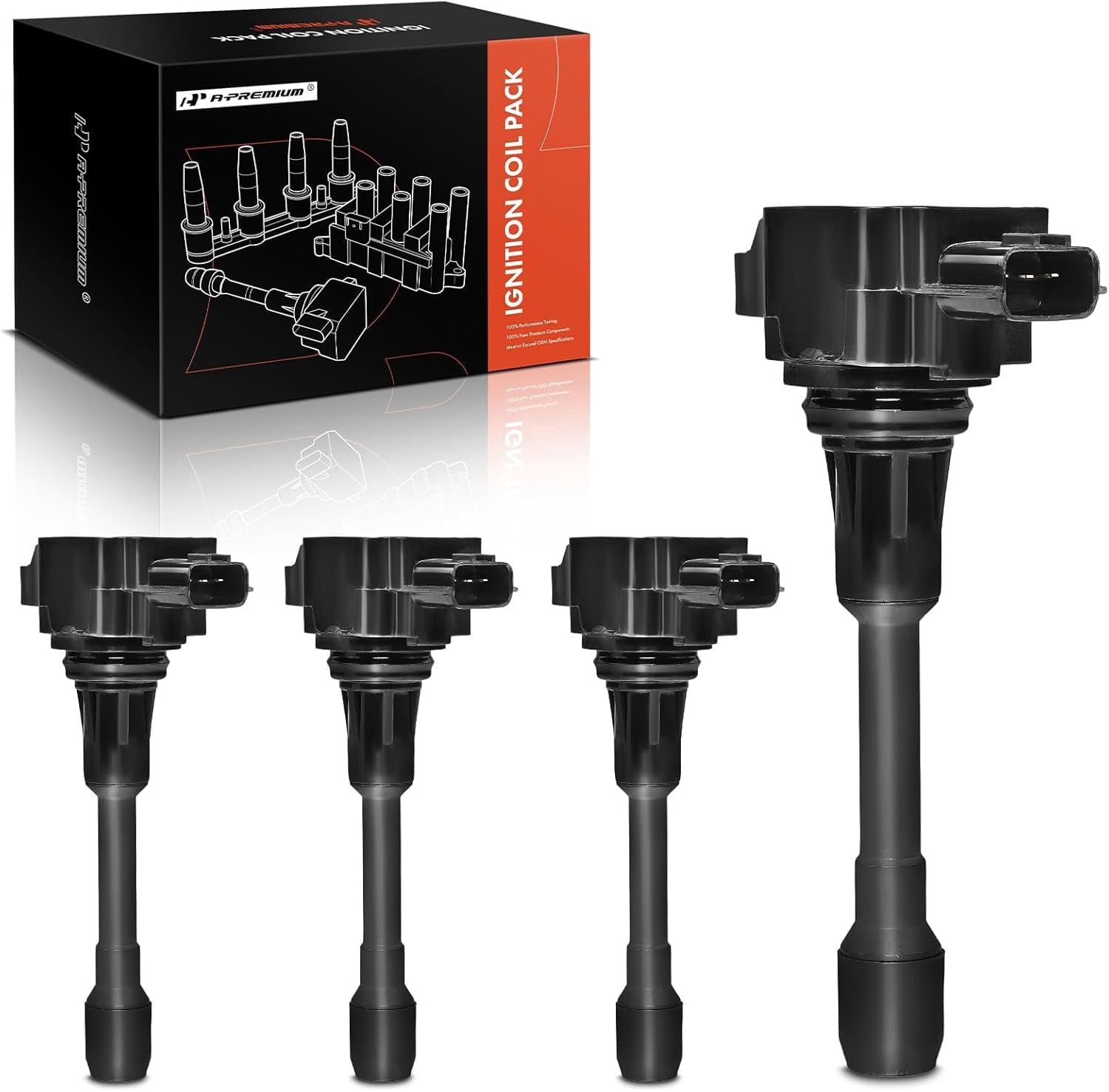 A-Premium Ignition Coils Pack Replacement for Nissan Altima Rogue Sentra Tiida Versa X-Trail FX50 M56 4-PC Set Fits select: 2015 NISSAN ROGUE SELECT, 2009-2014 NISSAN CUBE