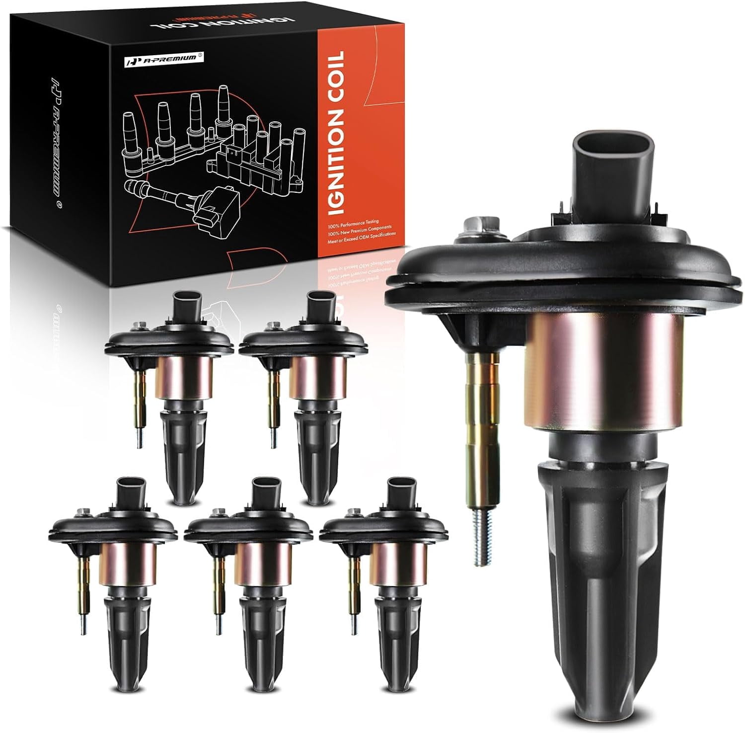 A-Premium Ignition Coils Pack Replacement for Chevrolet Trailblazer GMC Envoy 2002-2005 Buick Rainier Isuzu Ascender Oldsmobile Bravada 9-7x 6-PC Set