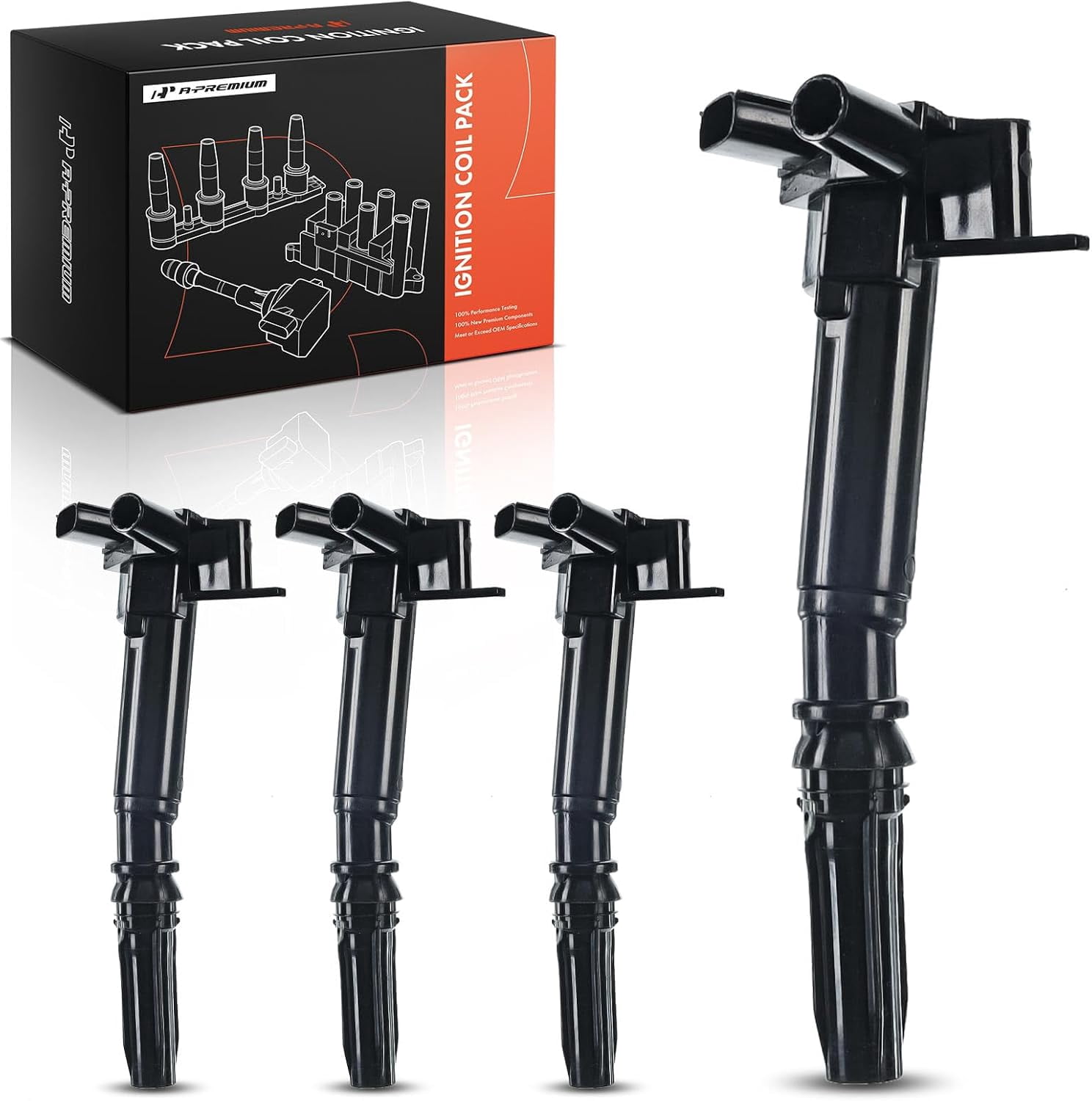 A-Premium Ignition Coils Pack Replacement for Ford F-150 2010-2014 F-250 Super Duty F-350 Super Duty 2011-2017 Left 4-PC Set