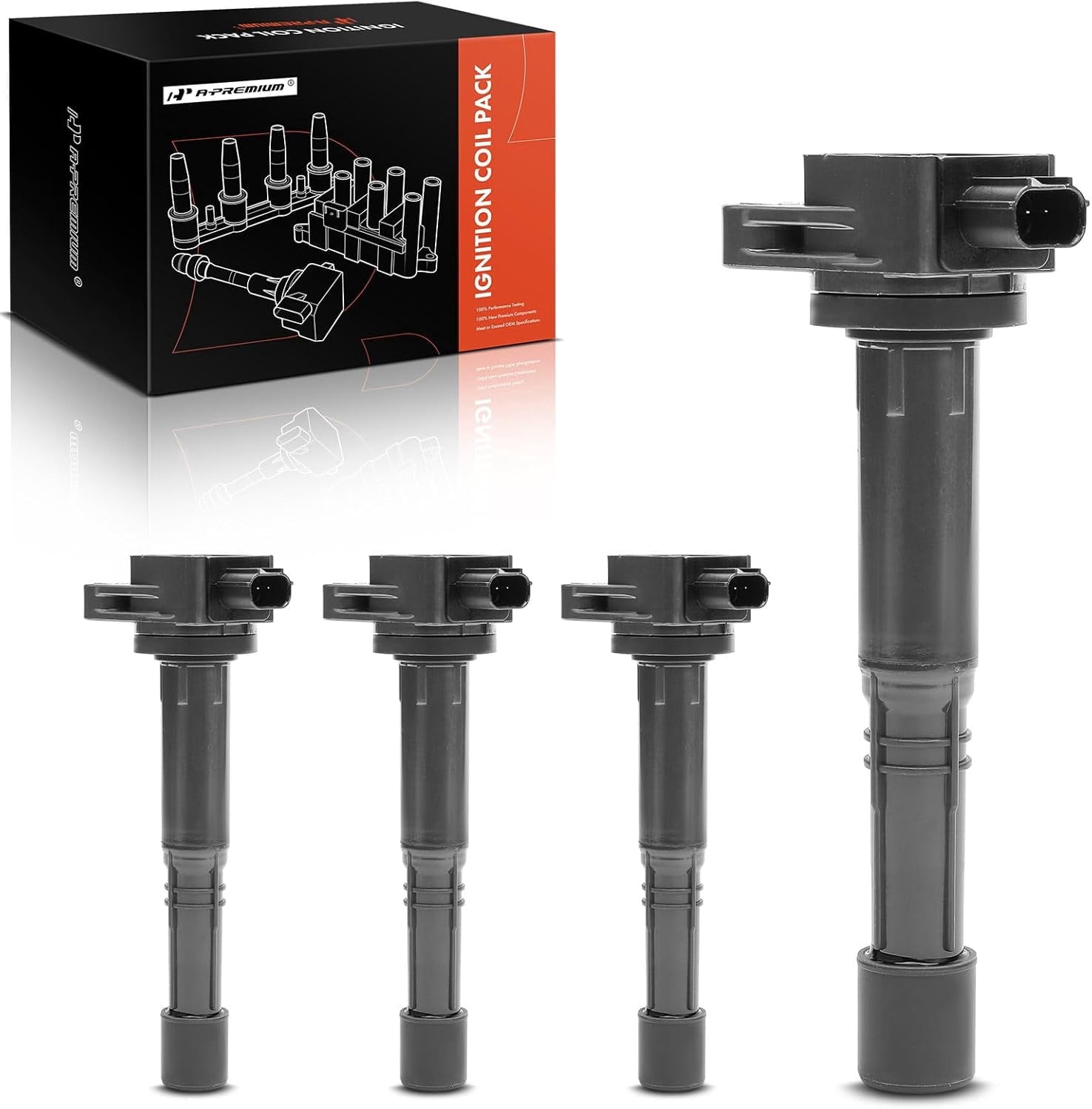 A-Premium Ignition Coils Pack Replacement for Honda Accord 2008-2012 Civic 2012-2015 Crosstour 2012 CR-V 2010-2014 Acura ILX 2013-2015 2.4L 4-PC Set