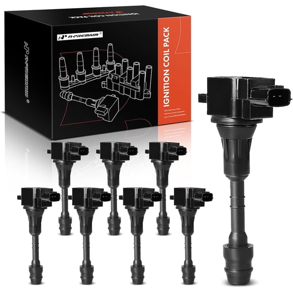 A-Premium Engine Ignition Coil Pack Compatible with Infiniti Q45 2002-2006, M45 2003-2004, M45 2006-2010, FX45 2003-2008, V8 4.5L, 8-PC Set