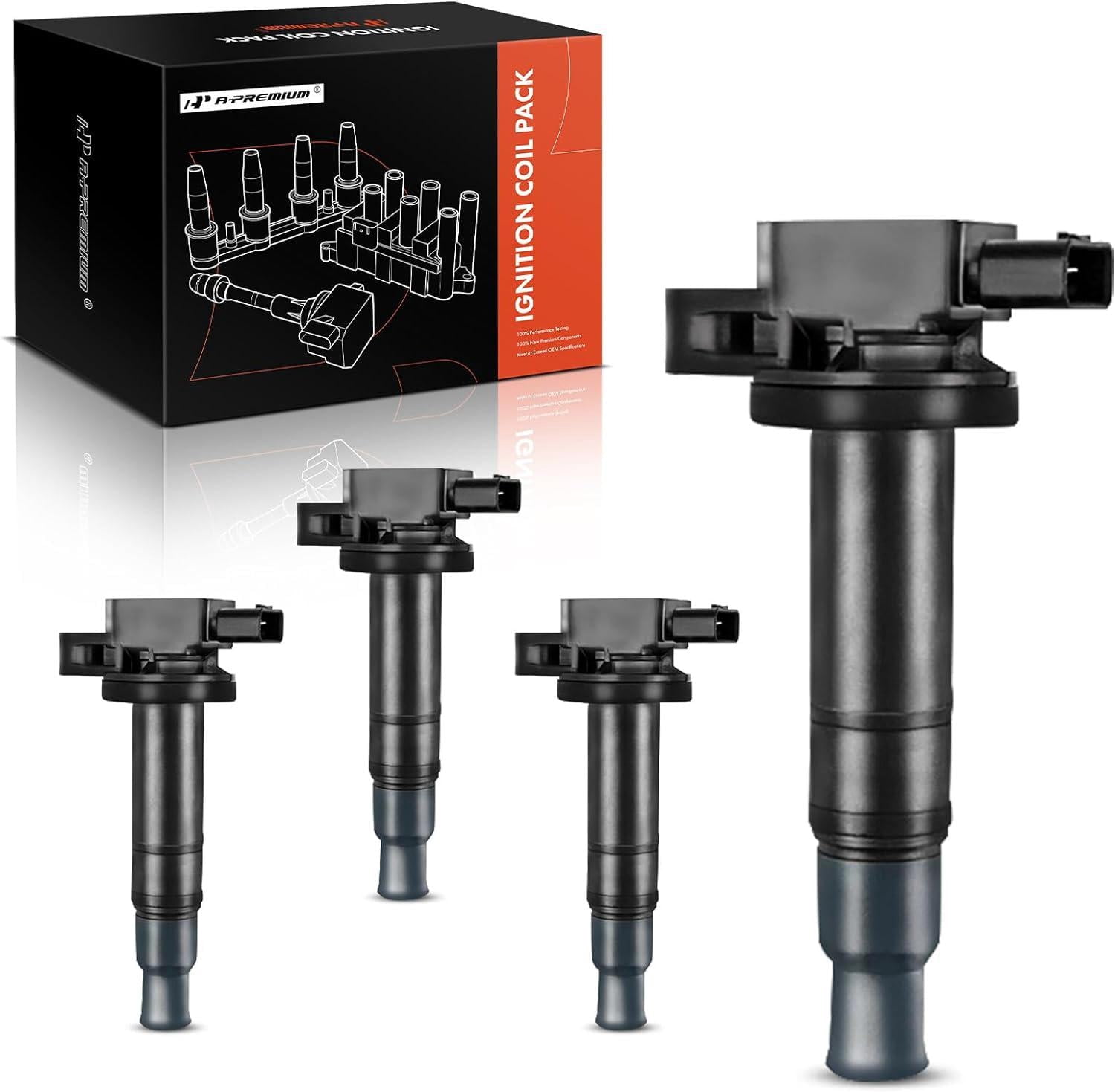 A-Premium Ignition Coils Pack Replacement for Toyota Echo 2000-2005 Prius Yaris XA XB I4 1.5L 1NZ-FE 9091902240 UF316 4-PC Set