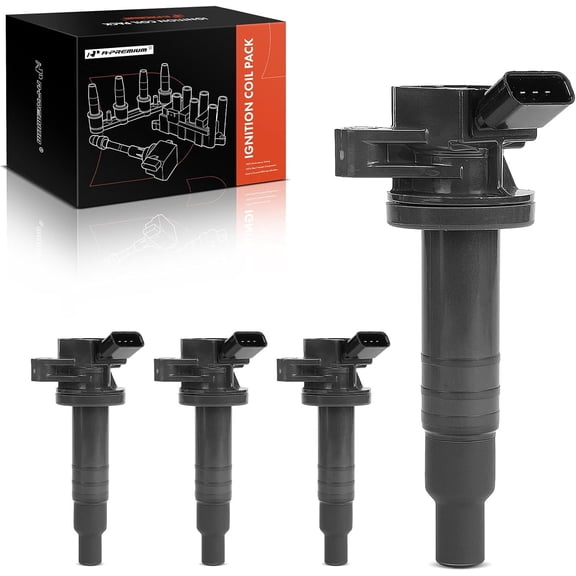 A-Premium Ignition Coil Pack Set of 4 Compatible with Toyota Matrix 2003-2008, Corolla 1999-2008, Celica 2000-2005, Chevrolet Prizm 1999-2002, Pontiac Vibe 2003-2008, for L4 1.8L Engine