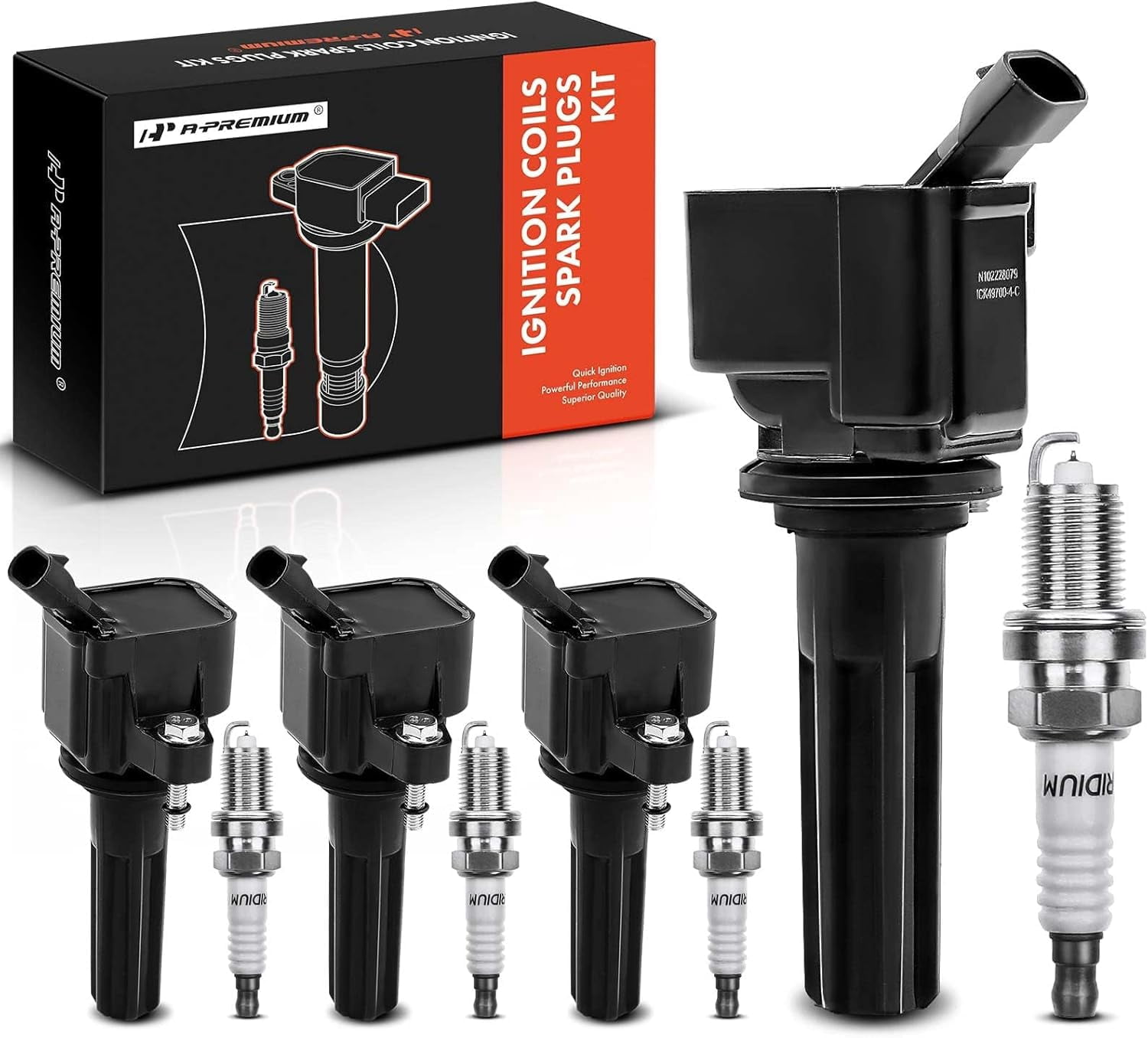 A-Premium Ignition Coils and Spark Plugs Kits Compatible with Chevrolet Colorado 2007-2012 & GMC Canyon 2007-2012, 2.9L, Replaces# 8125965470, LTR5GP 4-PC Set