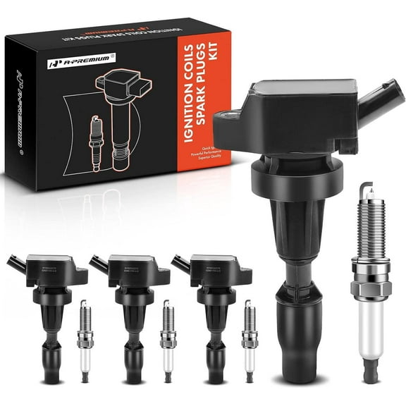 A-Premium Ignition Coils and Spark Plugs Kits Compatible with Hyundai Elantra 2017-2020, Sonata 2015-2019, Tucson 2016-2018, Kona & Kia Soul 2017-2019, Optima 2016-2020, Forte, Forte5 4-PC Set