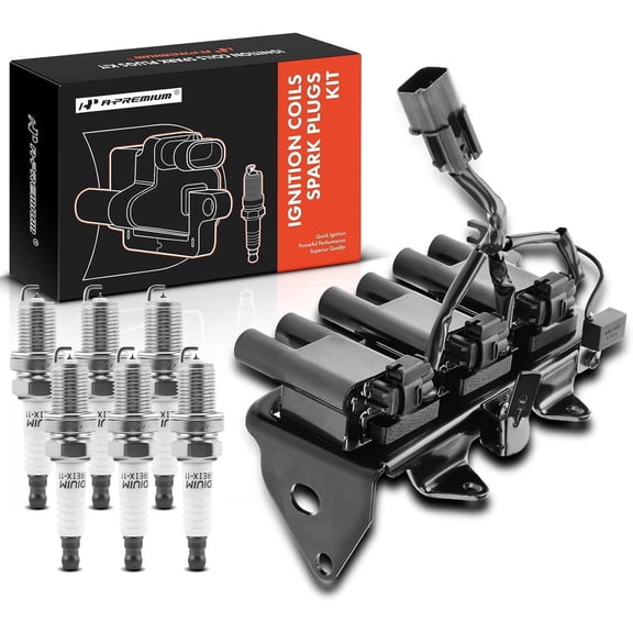 A-Premium Ignition Coils and Spark Plugs Kits Compatible with Hyundai Tucson 2005-2009 & Kia Sportage 2005-2010, Replaces# 2730137150, BKR5EGP