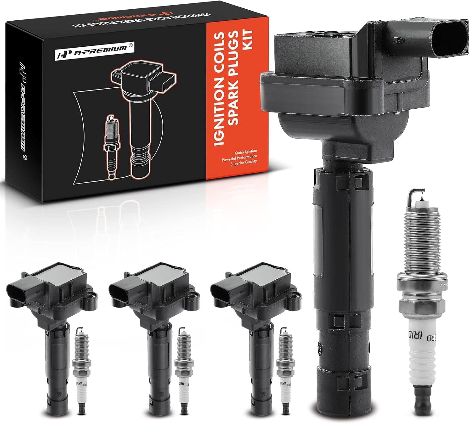 A-Premium Ignition Coils and Spark Plugs Kits Compatible with Mercedes Benz C230 2003 2004 2005 L4 1.8L 4-PC Set