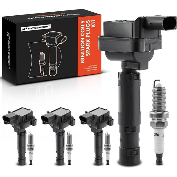 A-Premium Ignition Coils and Spark Plugs Kits Compatible with Mercedes Benz C230 2003 2004 2005 L4 1.8L 4-PC Set