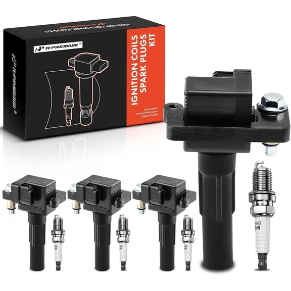 A-Premium Ignition Coils and Spark Plugs Kits Compatible with Subaru Impreza 2002-2003 H4 2.0L Set of 4