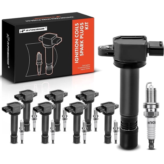 A-Premium Ignition Coils and Spark Plugs Kits Compatible with Volvo XC90 2005-2011, S80 2007-2010, 4.4L 8-PC Set