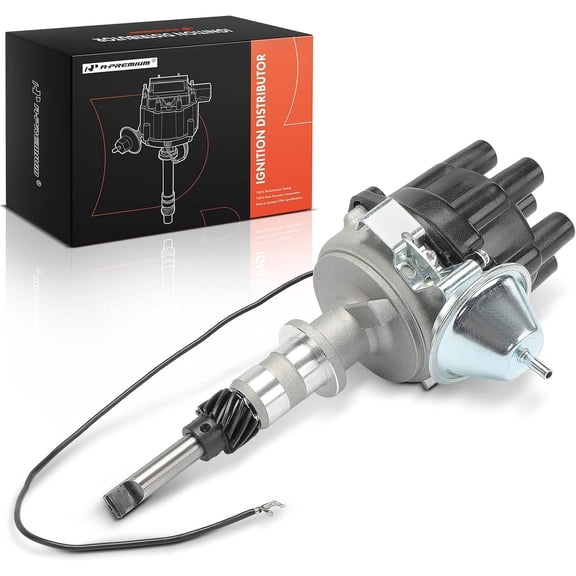 A-Premium Ignition Distributor with Cap and Rotor Compatible with Chevrolet | Fit for C10/C20 Pickup,Camaro,Chevelle,Impala,Chevy II, El Camino, Nova Malibu Bel Air & Oldsmobile & Buick & GMC, 1 Ring