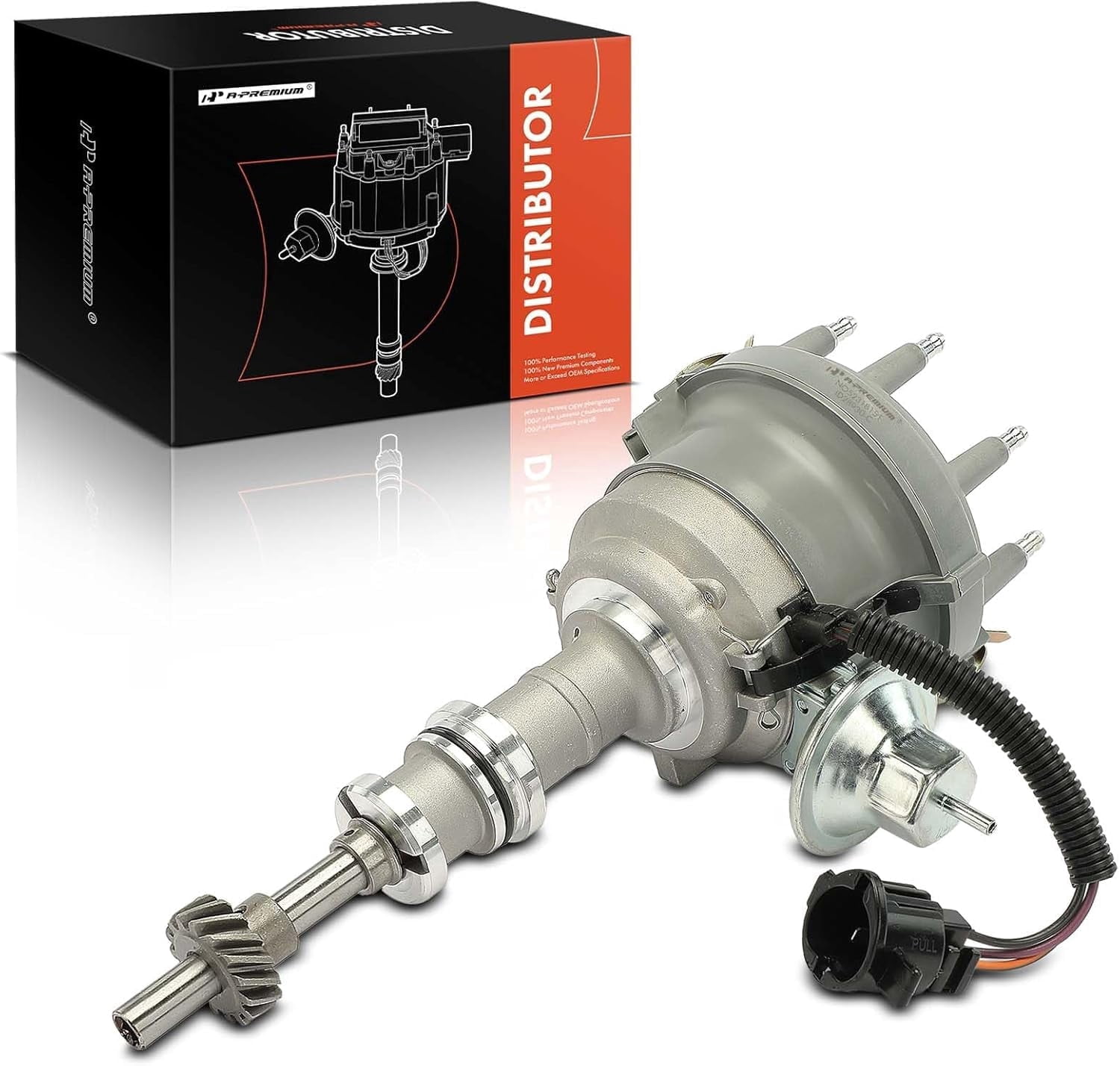 A-Premium Ignition Distributor with Cap and Rotor Compatible with Ford F-100 F-150 F-250, E-100 E-250 Econoline, Bronco, Country Squire, Elite, Thunderbird & Lincoln Continental & Mercury Cougar