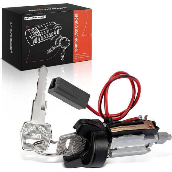 A-Premium Ignition Lock Cylinder with 2 keys Compatible with Ford, Lincoln & Mercury Vehicles - Mustang, Ranger, Continental, Town Car, Bronco II, Country Squire, Mark VI, Capri, Colony Park, Cougar