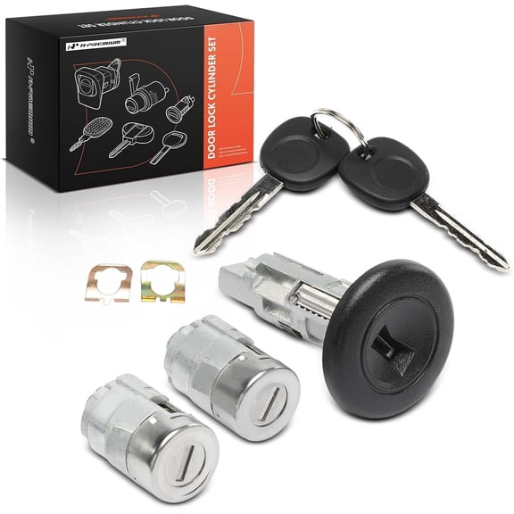 A-Premium Ignition Switch Lock Cylinder & Front Door Lock Cylinder with Keys Compatible with Chevrolet Silverad Suburban Avalanche Tahoe Blazer S10 & GMC Sierra, Frontr Door Lock Cylinder for 7012945