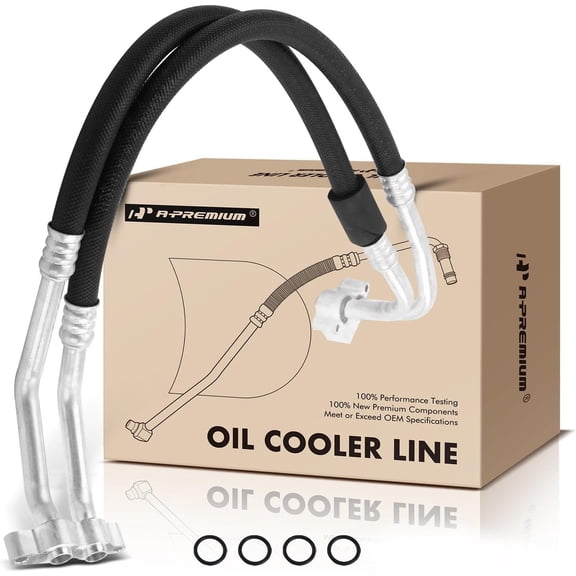 A-Premium Inlet & Outlet Engine Oil Cooler Line Hose Assembly Compatible with Ford F-150 F-250 F-350 Super Duty, Excursion, Expedition, Navigator, 4WD