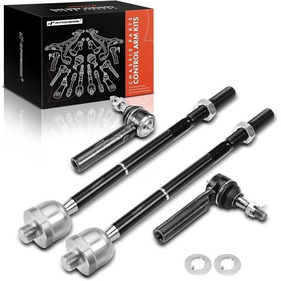 A-Premium Set of 4, Front Inner & Outer Tie Rod End Kit, Compatible with Chevrolet Silverado 1500 (LD), Tahoe, Suburban, GMC Sierra 1500, Sierra 1500 Limited, Yukon (XL), Cadillac Escalade (ESV)