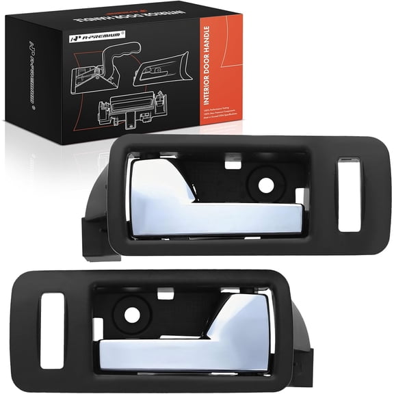 A-Premium Inside Interior Door Handles Compatible with Ford Mustang 2006-2014, Black Bezel with Chrome Lever, 2-PC Set, Front Driver and Passenger Side