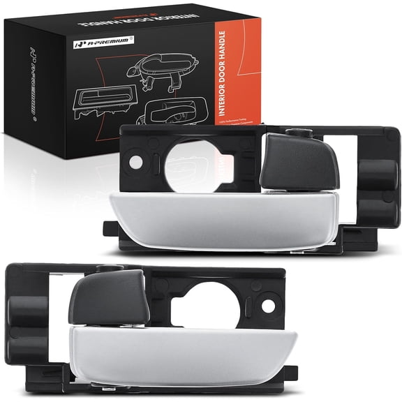 A-Premium Inside Interior Door Handles Compatible with Hyundai Accent 2007 2008 2009 2010 2011 Hatchback, Silver Lever and Black Knob, 2-PC Set, Front Driver and Passenger Side