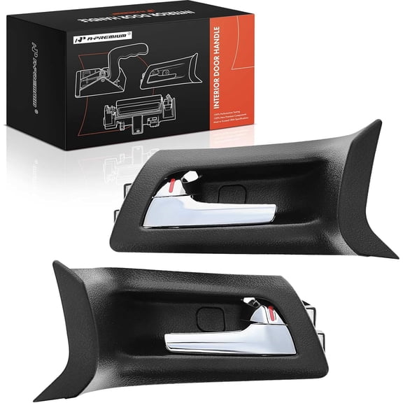 A-Premium Inside Interior Door Handles Compatible with Pontiac G8 2008-2009, Black Housing with Chrome Lever, 2-PC Set, Front Driver and Passenger Side