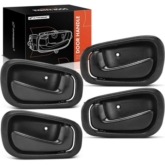 A-Premium Inside Interior Door Handles Compatible with Toyota Corolla & Chevrolet Prizm, 1998 1999 2000 2001 2002, Textured Black, 4-PC Set, Front and Rear Driver and Passenger Side