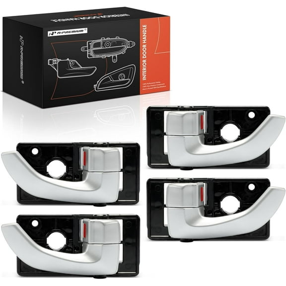 A-Premium Inside Interior Door Handles Compatible with Hyundai Tucson 2006 2007 2008 2009, Silver, 4-PC Set, Front & Rear Driver and Passenger Side