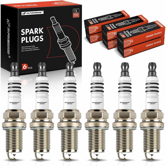 A-Premium Iridium and Platinum Spark Plug Compatible with Nissan Pathfinder, Pickup & Volvo XC90, S80 & Jaguar XJ6, XJR, XJS, Vanden Plas & Porsche 911 & Mitsubishi Eclipse & Alfa Romeo 164, Pack of 6