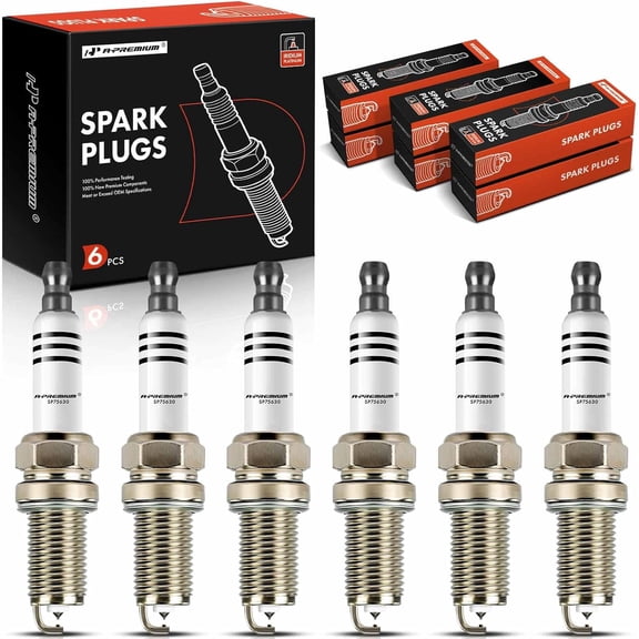 A-Premium Iridium & Platinum Spark Plugs Compatible with Audi A3 Quattro 2006-2009, TT Quattro 2004-2009 & Volkswagen Touareg 2004-2006, Eos 2007-2008, R32 2008 & Porsche Cayenne, 3.2L, Pack of 6