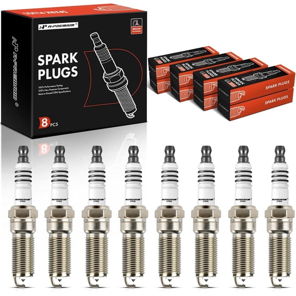A-Premium Iridium Platinum Spark Plugs Compatible with Chevrolet Silverado 1500, 2500/3500 HD, Tahoe, Camaro, Suburban, Corvette & GMC Sierra 1500, Yukon, Yukon XL & Cadillac Escalade, Pack of 8