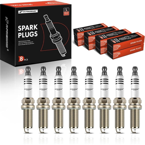 A-Premium Iridium Platinum Spark Plugs Compatible With Land Rover Range Rover 2010-2017, Sport 2010-2017, LR4 2010-2013 & Jaguar XF, XJ, F-Type, XK, XFR, XFR-S, XJR, XJR575, XKR - Pack of 8