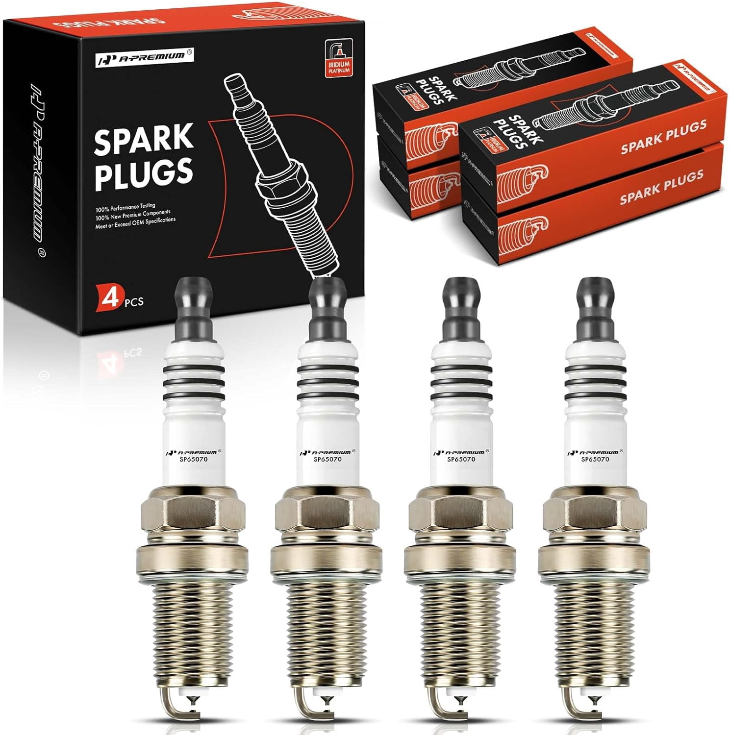A-Premium Iridium & Platinum Spark Plugs Compatible with Volkswagen Jetta, Passat, Golf & Subaru Impreza & Kia & Dodge & Hyundai & Chrysler & Volvo & Suzuki & Saab & Pontiac & Plymouth, Pack of 4