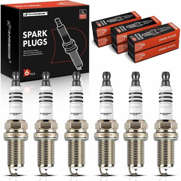 A-Premium Iridium Platinum Spark Plugs (Pack of 6) Compatible with BMW 320i & Mercedes-Benz C32 AMG & Nissan Pathfinder & Volkswagen Passat & Cadillac CTS & Volvo XC90 & Porsche 911