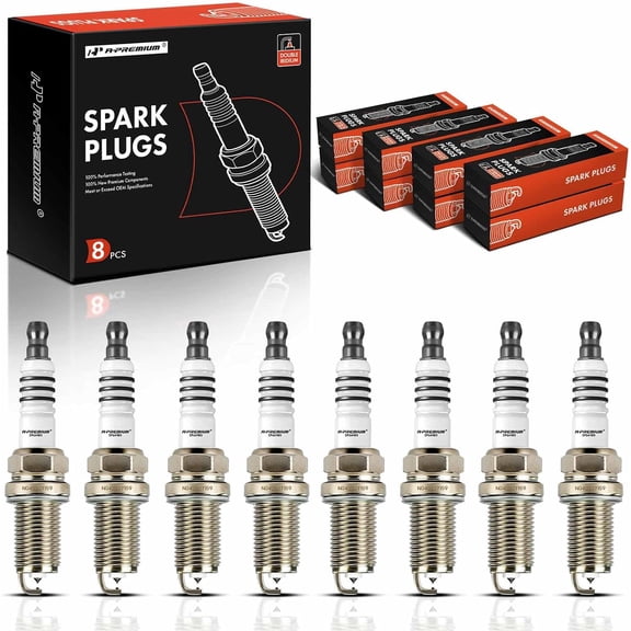 A-Premium Iridium Platinum Spark Plugs (Pack of 8) Compatible with Toyota Tundra & Volkswagen Passat & Land Rover Range Rover & BMW X5 & Audi A6 Quattro & Porsche Cayenne & Bentley Arnage